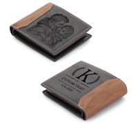 GemMyShin Cartera de cuero personalizada para hombre, cartera de bloqueo RFID personalizada con nombre e inicial grabados, regalo ideal para marido, papá, novio, hijo, aniversario, día del padre, 04