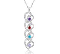 GemMyShin Collar de piedra natal personalizado para mujer, collar con nombre personalizado con piedra natal, colgante de corazón para madre e hija, regalo de joyería para el día de la madre para mamá