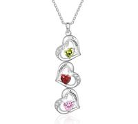GemMyShin Collar personalizado con nombre de piedra natal para madre e hija, con colgante de corazón para mujer, regalo para madre, Medio, Latón, Circonita cúbica