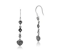 Gemondo Marcasita, Pendientes Plata Ley 0.34ct Marcasita Pave Set Pendientes Largos Corazón