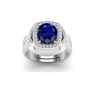 Gems - Anillo de plata con piedra preciosa Neelam de zafiro azul natural de calidad A+ de 13,25 ratti, 12,75 quilates, certificado sin calefacción, para mujeres y hombres, S-B0BRX2TFMRNAMZ