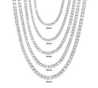 Gem's Beauty Collares de tenis de moissanita de 4,59 a 112,00 quilates, regalo de 2 a 6,5 mm, color D, collar de tenis de diamante de corte redondo, 14IN, Oro blanco de 14 quilates, Moissanita