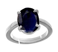GEMS RIVER Anillo ajustable de 6,25 ratti de 5,55 quilates, sin calor, calidad AAA+, zafiro azul natural, neelam, para mujeres y hombres, Piedra preciosa suelta, Zafiro azul