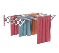 Gemsaya Tendedero montado en la pared, 42-80 cm, secador de pared extensible, secadora de ropa de pared con 7 barras, toallero de acero inoxidable plateado, plegable, ahorra espacio, carga máxima de