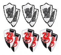 Gemscream Paquete de 12 protectores inflables de caballero para fiestas, juego de recuerdos inflables medievales con patrón de dragón doble, escudo ligero para verano, piscina, fiesta, cumpleaños