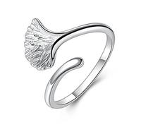 GemShadow - Anillo de plata de ley 925 para mujer, diseño de hojas de ginkgo