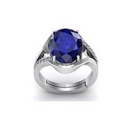 GEMSJEWELS - Anillo de plata con piedras preciosas neelam de zafiro azul natural de calidad con certificado sin calentar de 4.25 ratti para mujeres y hombres, anillo de piedra preciosa neelam de