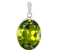 GemsonClick hermoso 925 colgante de plata esterlina Peridot 5 quilates de piedra para hombres y mujeres, joyas de plata, regalos de cumpleaños para mamá