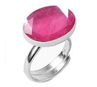 GemsOnClick Natural Rubí Natural Anillo Ajustable Chapado en Plata Certificado Piedra Preciosa Chakra Curación Anillo Ajustable Tamaño 46 a 56