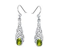 Gemsonclick naturales de plata Peridot nudo celta lineal pendientes de gota dise¤o oval joyer¡a de la forma de muchachas de las mujeres regalos del gancho de pescados del pendiente cura Chakra