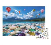 Gemstone Lake Puzzle 1000 Piezass Material Reciclable Material Balloons & Mountains Adult Jigsaws Familia Gaming Time Props Interesante Familia Game for Home 52x38cm/1000pcs
