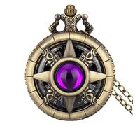 Gemstone Pocket Watch, Roman Numerals Scale Pockets Watches with Chain, 2.32x1.8 Inch Compact & Portable, Steampunk Vintage Timepiece, Classic Gift for Men, Christmas and Collector