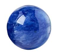 Gemstone Sphere Polished Melting Crystal Ball Blue Feng Shui Sphere Sculpture Figurine with Stand for Witchcraft Balancing,100mm