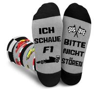 Gemtte Calcetines de coche de carrera/coche deportivo, F1 divertidos calcetines con texto en alemán "Bitte nicht stören - Ich schaue F1, F1 Merch für Rennsport Fan", Weihnachts Geburtstagsgeschenk für