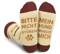 Gemtte Calcetines de perro salchicha, calcetines 36-45 con divertido diseño de perro, calcetines de algodón con texto en alemán "Bitte Nicht Stören - Mein Hund Braucht Mich", idea de regalo de