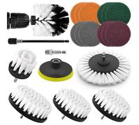 Gemtte Juego de 20 cabezales de cepillo para taladro, atornillador inalámbrico con cepillos de perforación de 2''/3.5''/4''/5'', cepillo de limpieza para llantas, kit de limpieza para baño, azulejos