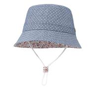 GEMVIE Niños Sombrero Pescador de Bebé Sol Protección Algódon Unisexo Gorro Ajustable Plegable Estapado Estrella Verano UV Hat Niña (Azul, 6-12meses)