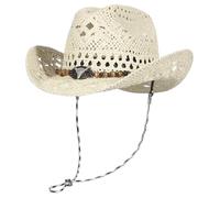 GEMVIE Sombrero de Vaquero Occidental Tejido a Mano con ala Ancha de Paja Panamá Sombrero de Sol para Hombre y Mujer, Sombrero de Playa Bohemio, Beige-H Top, 56-58