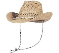 GEMVIE Sombrero de Vaquero Occidental Tejido a Mano Sombrero de Sol de Paja de Panamá para Mujeres y Hombres