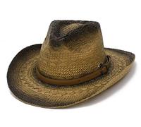 GEMVIE Sombrero Paja Hombre de Sol Fedora Cowboy Playa Verano ala Ancha Vaquero Sombreros -Unisex Adulto/Anti-UV/Viaje (kakki)