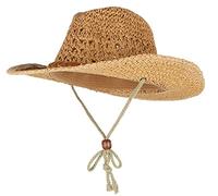 GEMVIE Sombrero vaquero occidental de paja para bebés y niños pequeños, ala ancha con correa para la barbilla, Caqui, talla única