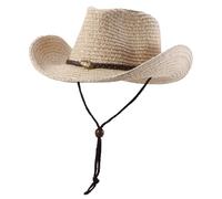 GEMVIE Sombrero Vaquero Occidental Sombrero de Paja Adulto Unisex Sombrero de Sol Plegable antirayos UV Ancho clásico