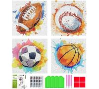 GemZono Kits de pintura de diamantes para adultos, paquete de 4 unidades de pintura de diamantes 5D para adultos principiantes, bonita bola redonda completa de diamantes para decoración de pared del