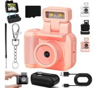 Gen.2 Mini Retro Keychain Camera - Pocket-Sized Fun with Vintage Flair, Mini Keychain Camera with 90-Degree Flip Flash and Multiple Filters, 1.44 Inch 1080p HD Screen Small Cameras (16G,Pink)
