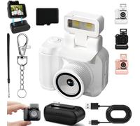 Gen.2 Mini Retro Keychain Camera - Pocket-Sized Fun with Vintage Flair, Mini Keychain Camera with 90-Degree Flip Flash and Multiple Filters, 1.44 Inch 1080p HD Screen Small Cameras (64G,White)