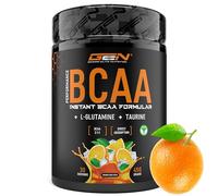 GEN GERMAN ELITE NUTRITION Advanced BCAA en Polvo - 450 g - BCAA 2:1:1 | Con Taurina y Glutamina - Sabor Zumo de Naranja - 13.500 mg de Aminoácidos - Solubilidad Instantánea - Vegano - 30 Porciones