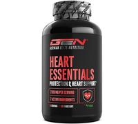 GEN GERMAN ELITE NUTRITION Heart Essentials - 120 Cápsulas - 200 mg Q10 | Complejo Cardíaco* con Arjuna, Bergamota Cítrica, Castaño de Indias, Resveratrol, Hoja de Olivo y Vitamina B1 - Vegano