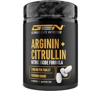 GEN GERMAN ELITE NUTRITION L-Arginina + L-Citrulina - 300 Comprimidos | Alta dosis con 1100 mg por Comprimido - Combinación de L-Arginina Base y L-Citrulina Malato 2:1 - Vegano