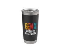 Gen X Raised On Hose Agua Divertido Humor Retro Generación X Vaso térmico de acero inoxidable de doble pared