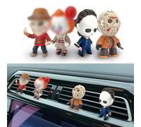 GENANY Ambientador de coche de resina 3D, personajes de película de terror, ambientador espeluznante, clips de ventilación, accesorios de coche con temática de terror, regalos divertidos de primavera