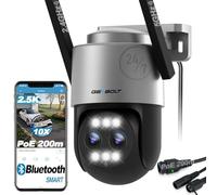 GENBOLT 2.5K PTZ WiFi Cámara Vigilancia Exteriores con PoE,Doble Lente 4MP IP Cámara Seguridad Exterior 10X Zoom Híbrido,Color Nocturno,Seguimiento Automático y Detección de Humanoides(2.4&5GHz)
