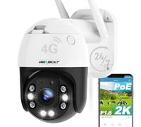 GENBOLT 2K 3G/4G LTE Cámara de Seguridad al Aire Libre sin WiFi, CCTV Cámara con Sim Grabación Continua 24/7 Cámara de Vigilancia IP Cardcon Detección Humanoide Auto Tracking,Night Vision [DC&PoE]