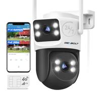 GENBOLT 4G LTE Cámara Vigilancia Exterior con Tarjeta SIM sin WiFi, Doble Lente PoE CCTV Cámara Seguridad Cableada Grabación 24/7, Cámara IP PTZ con Detección Humano Seguimiento Automático