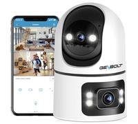 GENBOLT Cámara de Seguridad WiFi Interior, CCTV Cámara IP de Vigilancia Doméstica con Doble Lente de 360°y Detección de Humanoide, Cam Nanny Pet Dog, Monitor de Bebé de Doble WiFi de 2.4&5GHz