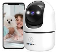 GENBOLT Cámara de Seguridad WiFi para Interiores, Vigilancia Doméstica CCTV con Detección de Humanoides, Cámara de Paseo Automático para Niñeras y Mascotas, Monitor para Bebés con Alarma de Audio