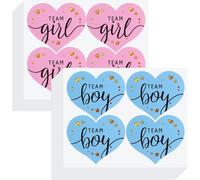 Gender Enthüllung Aufkleber - Set mit 96 Aufklebern für Baby Shower und Geburtsankündigung, Dekoration und Fotoaccesorios, Team Junge oder Mädchen