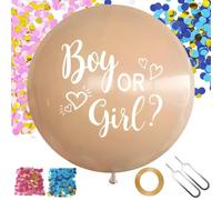 Gender Reveal Balloon XXL 36 pulgadas Género Anunciar Globos Boy or Girl Globo con Rosa + Azul Confeti Género Revelar Género Grande Globo de Látex Decoración Baby Shower Party Gender Reveal Globo
