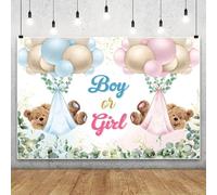 Gender Reveal Fondo Boy or Girl Decoración Rosa y Azul Sorpresa con Globo Oso Bebé Fondo Fotografía 150 × 100 cm (E)