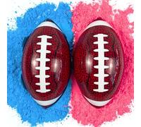 Gender Reveal Football - Paquete de 2 (2 balones de fútbol, 2 paquetes de rosa y 2 paquetes de polvo azul), las mejores ideas de revelación de género de fútbol para touchdowns o tutús para revelación