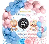 Gender Reveal Party Decoración, Beige Baby Gender Reveal Party Decoración Set, Girl Or Boy Ballon y Arnés de Hombro y Confeti, Boy Or Girl Banner por Baby Shower Decoración