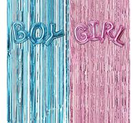 Gender Reveal Party Decoración,Globos Boy or Girl,Globos Rosa y Azul,Globo de Revelación de Género,Cortina Reveladora de Género,Globos de Revelación de Sexo,Cabina de Fotos Accesorios para Baby Shower