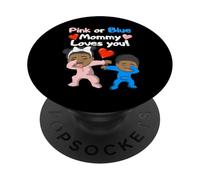 Gender Reveal Party Mommy Loves You PopSockets PopGrip Adhesivo