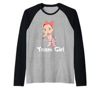 Gender Reveal Party Team Girl Cute Flossing Baby Floss Gift Camiseta Manga Raglan