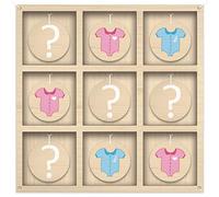 Gender Reveal Tic Tac Toe Juego de mesa, juego de revelación de género de madera rústica Tic-Tac-Toe para él o ella, letrero de niño niña, kit de decoración de revelación de género de baby shower