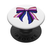 Genderfluid Bandera del Orgullo LGBTQ Girl Coquette Bow PopSockets PopGrip Adhesivo