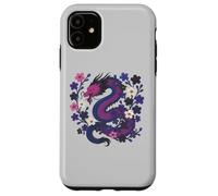 Genderfluid Japanese Dragon Queer Pride Flag Colors Floral Carcasa para iPhone 11